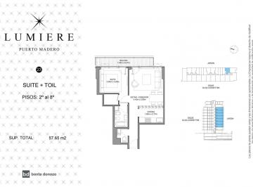 Departamento · 49m² · 2 Ambientes · 2 Ambientes con Toilette y Cochera Impecable de 57 m² en Lumiere Madero - Venta!