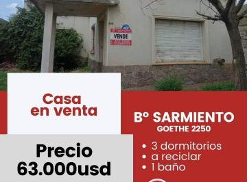 Foto · Venta B Sarmiento, Casa a Reciclar de 3 Dorm. en Amplio Lote de 475 m. y 129 m. Cub. a 200 m.