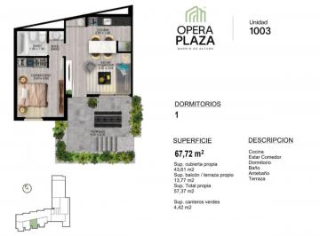 Departamento de 2 ambientes, Córdoba · Opera Plaza - Departamento con Terraza - a m de Ciudad Universitaria