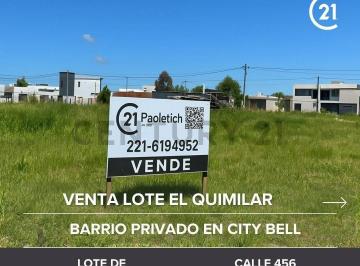 Terreno · 400m² · Venta Lote City Bell, Quimiliar