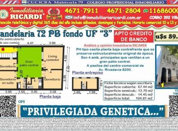 PH · 80m² · 5 Ambientes · Genetica Privilegiada Pb Fondo PH 4 Amb 2 Bños Gran Patio