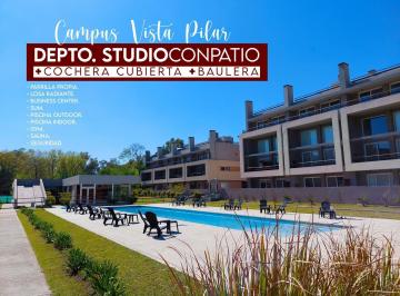 Departamento · 33m² · 1 Ambiente · 1 Cochera · Studio con Patio, Baulera y Cochera - Campus Vista - Pilar