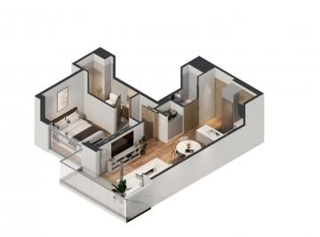 Departamento · 38m² · 2 Ambientes · 2 Ambientes Luminoso en Piso Alto en Boedo - en Construcción