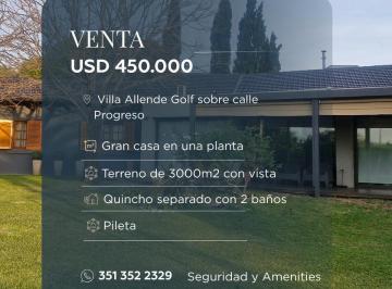 Casa · 3000m² · 3 Dormitorios · 2 Cocheras · Casa en Venta en Progreso Al 1000 - Villa Allende Golf