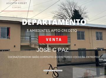 Departamento · 45m² · 3 Ambientes · 1 Cochera · Departamento 3 Amb Apto Credito en Jose C Paz