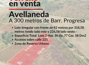 Terreno · 25077m² · Venta Terreno en Zona de Ampliación Urbana de La Ciudad de Avellaneda Sta. Fe