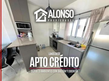 Departamento · 64m² · 3 Ambientes · 1 Cochera · Departamento 3 Ambientes con Cochera en Venta - Lanus Oeste