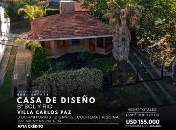 Casa · 158m² · 7 Ambientes · Venta Casa de Diseño de 3 Dorm., Piscina y Gas Natural en Barrio Sol y Río, Villa Carlos Paz