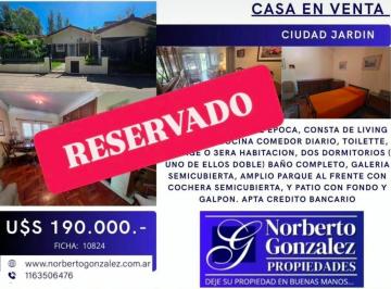 Casa · 167m² · 4 Ambientes · 2 Cocheras · En Venta en Ciudad Jardin Chalet 4 Ambientes 2 Baños Cochera F: 10824