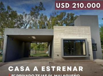 Casa · 165m² · 6 Ambientes · 1 Cochera · Venta Casa a Estrenar de 3 Dorm.. B° Privado Tejas IV, Malagueño