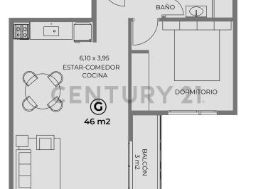 Departamento · 46m² · 2 Ambientes · Dos Ambientes, Pozo, Inversión, Apto Profesional y Amenities.