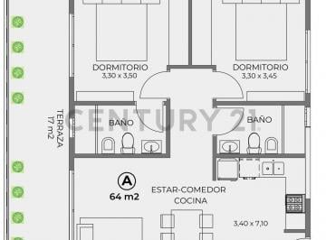 Edificio · 64m² · 3 Ambientes · Tres Ambientes, Inversión, Apto Profesional, Pozo y Amenities.