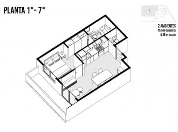 Departamento · 45m² · 2 Ambientes · Venta 2 Ambientes en Chacarita