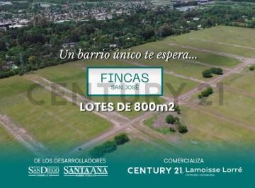 Terreno · 800m² · Venta Lotes 800 m Barrio Cerrado Fincas San Jose - Moreno Fco Alvarez