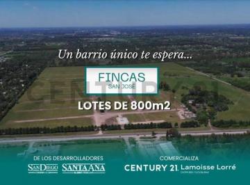 Terreno · 800m² · Venta Lotes 800 m Barrio Cerrado Fincas San Jose - Moreno Fco Alvarez