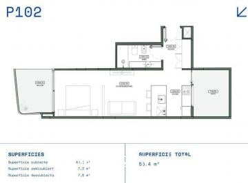 Departamento · 42m² · 1 Ambiente · Departamento en Venta en Colegiales Monoambiente