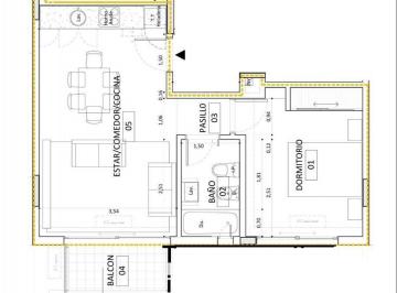 Departamento de 2 ambientes, Palermo · Palier Privado, Living - Comedor a Balcón, Sol, Luminoso,.