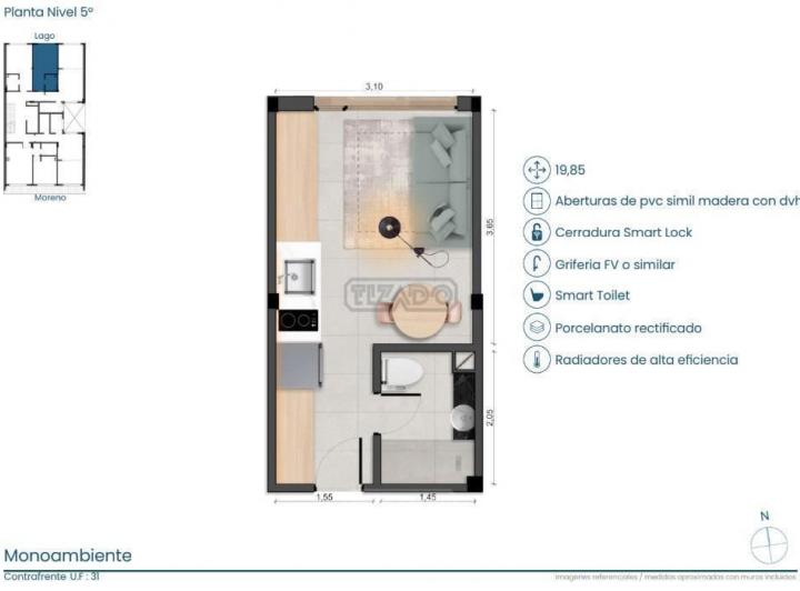 Departamento · 19m² · 1 Ambiente