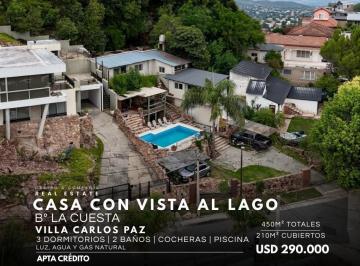 Casa · 210m² · 6 Ambientes · 2 Cocheras · Venta Gran Casa de 3 Dorm. con Vista Al Lago en B° La Cuesta, Villa Carlos Paz