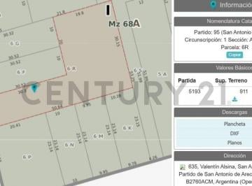 Terreno · 911m² · Venta Lote - Terreno Arbolado en Alsina 635 - San Antonio de Areco