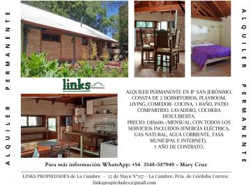 Casa de 5 ambientes, La Cumbre · Alquiler Permanente en Bº San Jerónimo, La Cumbre. Disponible a Partir del 6 Mayo 2026