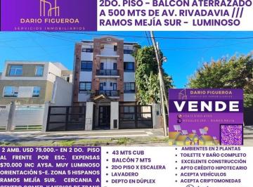 Departamento de 2 ambientes, La Matanza · Departamento en Venta Ramos Mejía con Balcón Aterrazado