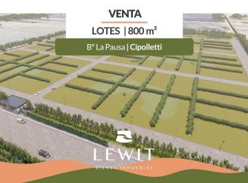Terreno · 800m² · Venta Terrenos 800 m² en Cipolletti Bº Privado La Pausa