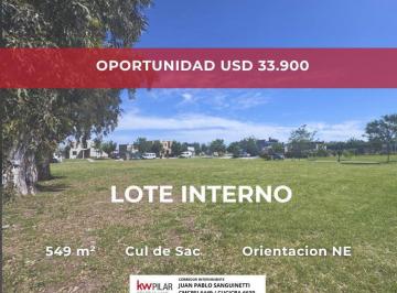 Terreno · 549m² · Lote Interno en Venta en El Barrio Santo Tomás, Pilar, Gba Norte