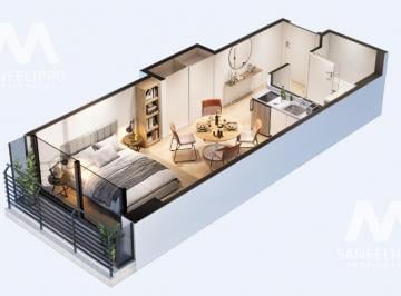 Departamento · 25m² · 1 Ambiente · Monoambiente en Moca 2