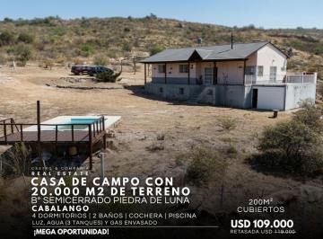 Casa · 200m² · 6 Ambientes · 1 Cochera · Casa de Campo de 4 Dorm. Pileta en 20.000 m² de Terreno Semi Cerrado Piedra de Luna - Cabalango