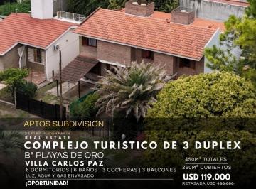 Hotel · 260m² · 9 Ambientes · 3 Cocheras · Venta de 3 Duplex de 2 Dorm. y Cochera C/u. B° Playas de Oro, Villa Carlos Paz