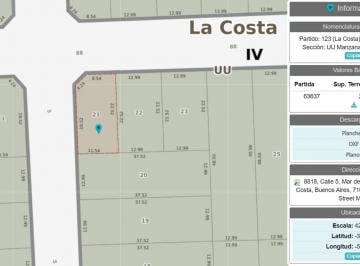 Terreno · 255m² · Lote 255 m² en Venta en Mar del Tuyu, Partido de La Costa