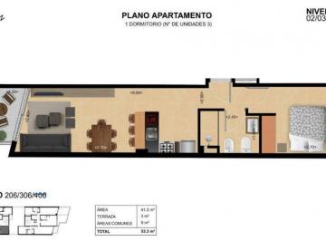 Departamento · 41m² · 2 Ambientes · Venta Apartamento 1 Dormitorio