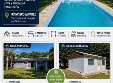 Quinta vacacional · 100m² · 4 Ambientes · 1 Cochera · Venta 2 Casas Quinta 2 Amb. + 3 Amb. Francisco Alvarez Moreno
