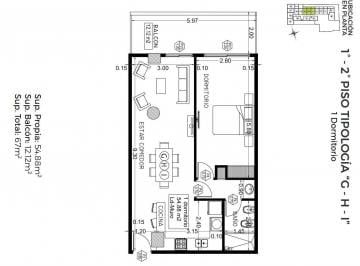 Departamento · 55m² · 2 Ambientes · Venta Departamento 1 Dormitorio Villa Carlos Paz en Veneto X