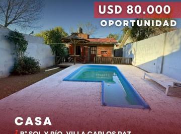 Casa · 72m² · 4 Ambientes · 1 Cochera · Venta Casa de 2 Dorm. con Piscina, a 100 m de Av Cárcano en B° Sol y Río - Villa Carlos Paz