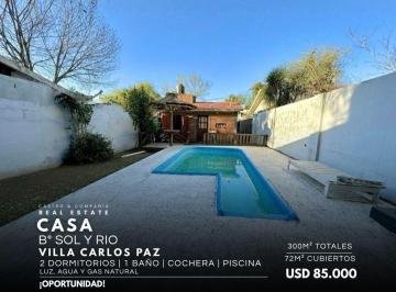 Casa · 72m² · 4 Ambientes · 1 Cochera · Venta Casa de 2 Dorm. con Piscina, a 100 m de Av Cárcano en B° Sol y Río - Villa Carlos Paz