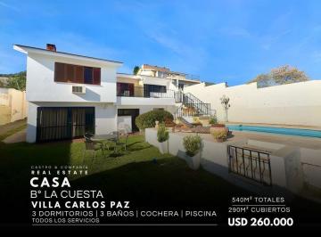 Casa · 290m² · 7 Ambientes · 1 Cochera · Venta Gran Casa 3 Dorm., Jardin Trasero/delantero y Pileta en B° La Cuesta - Villa Carlos Paz