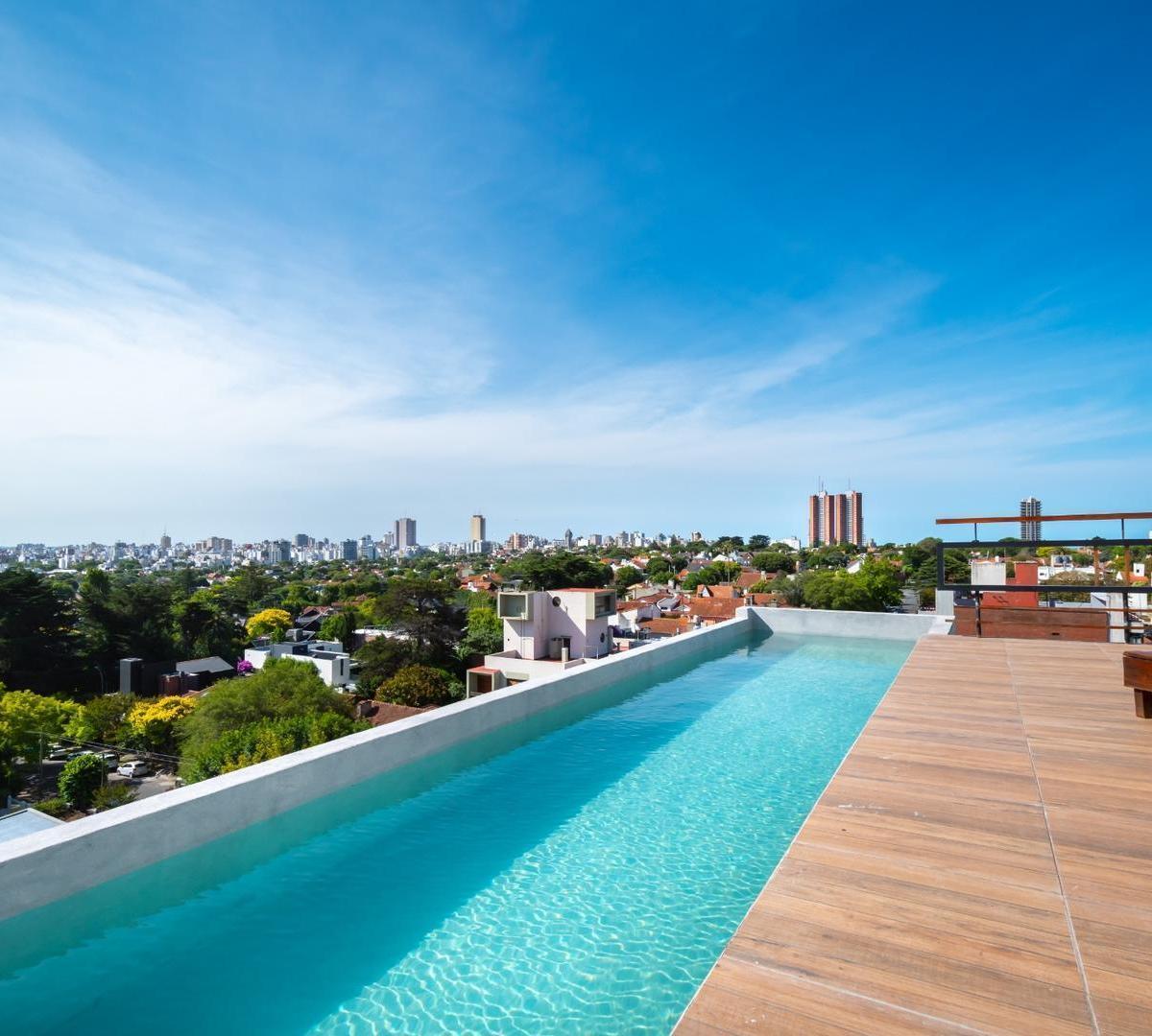 Depto 3 amb, 85m² con terraza privada y cochera doble — Playa Grande