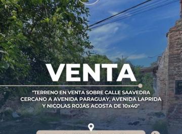 Terreno · 400m² · Vende Terreno Calle Saavedra 1.100 Resistencia - Chaco