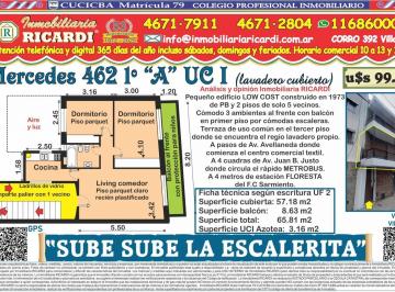 Departamento · 57m² · 3 Ambientes · Sube Sube La Escalerita 3 Amb. Al Frente Balcón Corrido