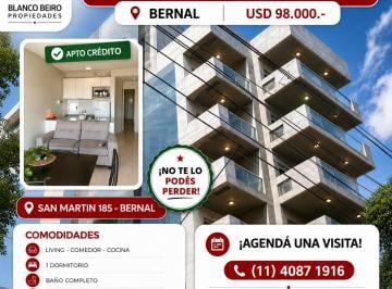 Departamento de 2 ambientes, Quilmes · Bernal Centro Vende Dos Ambientes con Cochera Cubierta