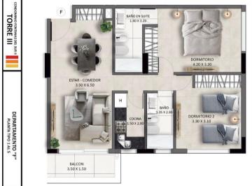 Departamento · 76m² · 2 Dormitorios · 1 Cochera · Deptos 1, 2 y 3 Dorm.: Sin Comision C/financiacion - Fontanas del Sur