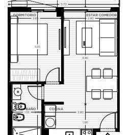 Departamento · 55m² · 2 Ambientes · Venta Apartamento 1 Dormitorio con Balcon en Tres Cruces Montevideo
