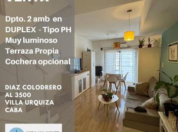Departamento de 2 ambientes, Villa Urquiza · Duplex Tipo PH 2 Amb, Muy Luminoso, Amplia Terraza Propia Cochera Opcional