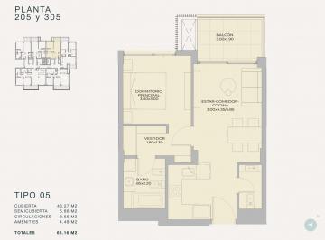 Departamento · 46m² · 1 Dormitorio · Apartamento - Península