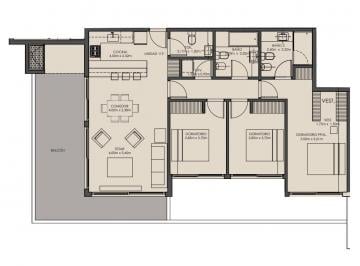 Departamento · 106m² · 4 Ambientes · Departamento 3 Ambientes en Buenos Aires Golf