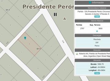 Terreno · 11907m² · 4 Lotes en Venta Total 11.907 m², San Vicente, Pte. Perón