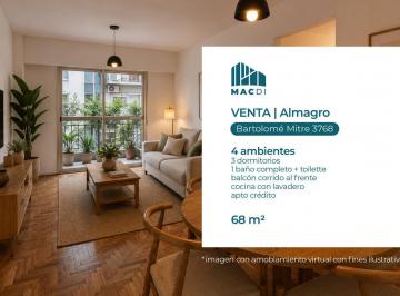 Departamento · 58m² · 4 Ambientes · Excelente Departamento 4 Ambientes en Venta en Almagro.