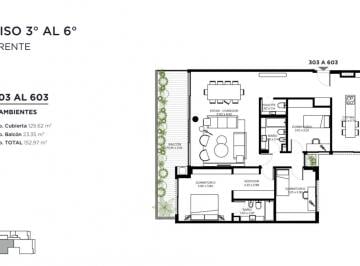 Departamento · 130m² · 4 Ambientes · Departamento en El Emprendimiento Habitat Freire